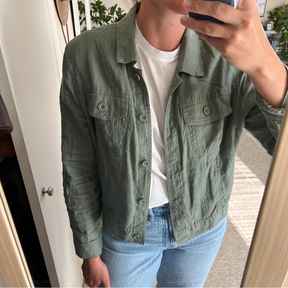 Quince 100% European Linen Cropped Shirt Jacket
